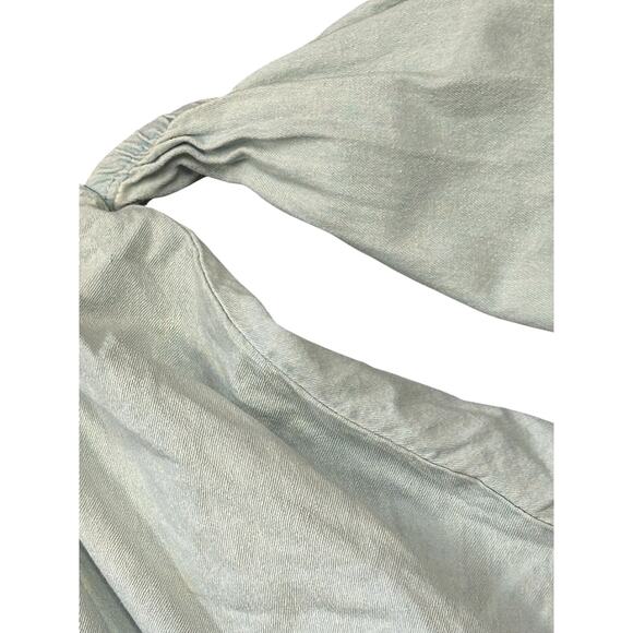 Fashion Nova 2XL Denim Fringe Off-the-Shoulder‎ Distressed Crop Top – Blue - Picture 5 of 10